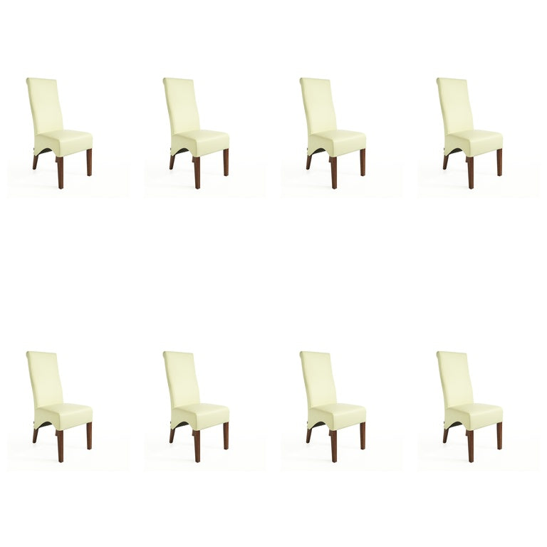 SIX Lederstuhl Regina Federkern Weiß (2201), Nussbaum - Sets
