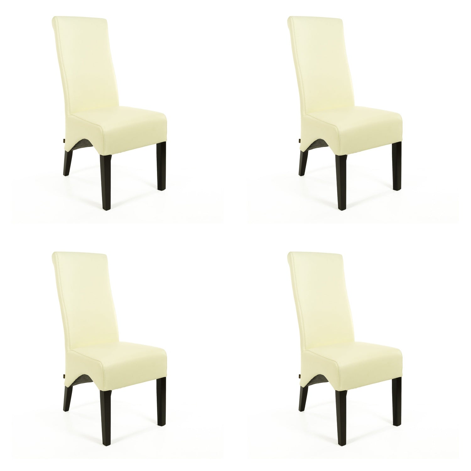 SIX Lederstuhl Regina Federkern Creme Weiß (2201), Hartholz (Wenge) - Sets