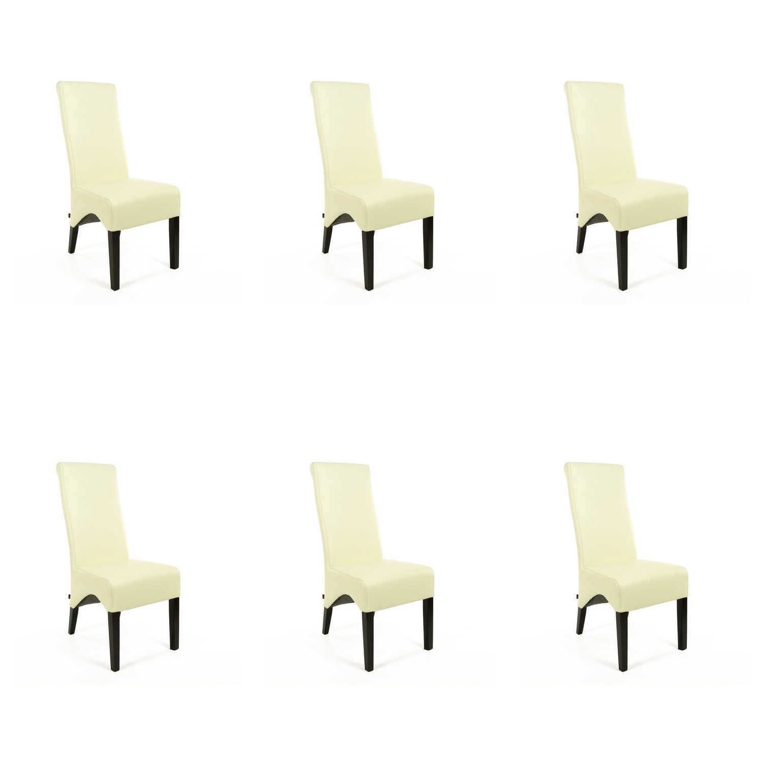 SIX Lederstuhl Regina Federkern Creme Weiß (2201), Hartholz (Wenge) - Sets