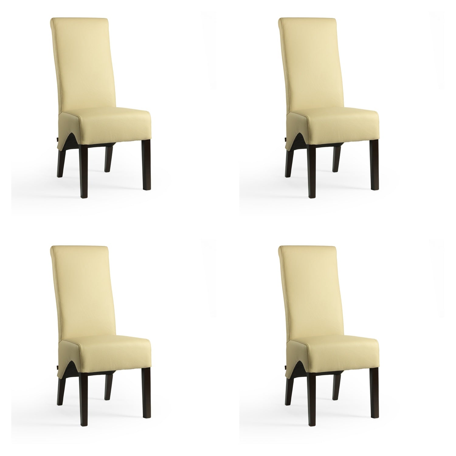 SIX Lederstuhl Regina Federkern Sand, Hartholz (Wenge) - Sets