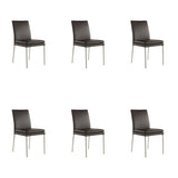 SIX Lederstuhl Ricco Braun, Edelstahl gebürstet - Sets