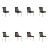 SIX Lederstuhl Ricco Braun, Edelstahl gebürstet - Sets