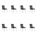 SIX Lederstuhl Ricco Braun, Edelstahl gebürstet – 8er-Set