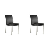 SIX Lederstuhl Ricco Schwarz, Edelstahl – 2er-Set