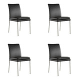 SIX Lederstuhl Ricco Schwarz, Edelstahl - Sets