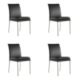 SIX Lederstuhl Ricco Schwarz, Edelstahl – 4er-Set