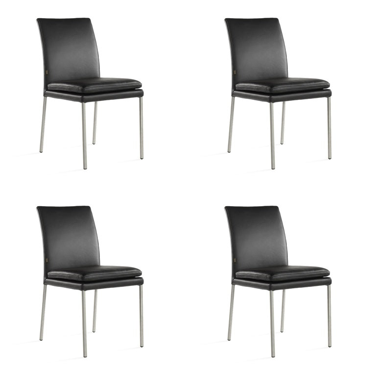 SIX Lederstuhl Ricco Schwarz, Edelstahl – Stühle am Esstisch
