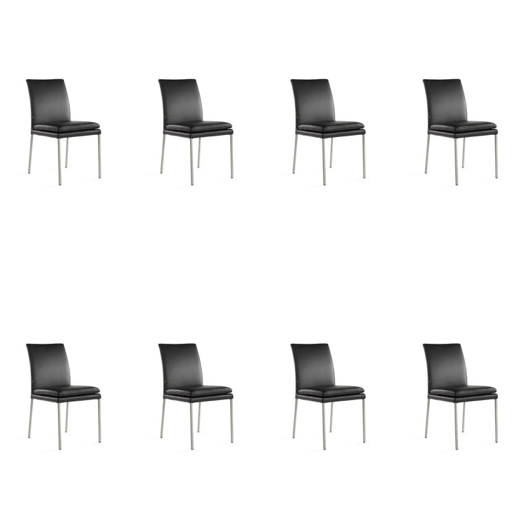 SIX Lederstuhl Ricco Schwarz, Edelstahl - Sets