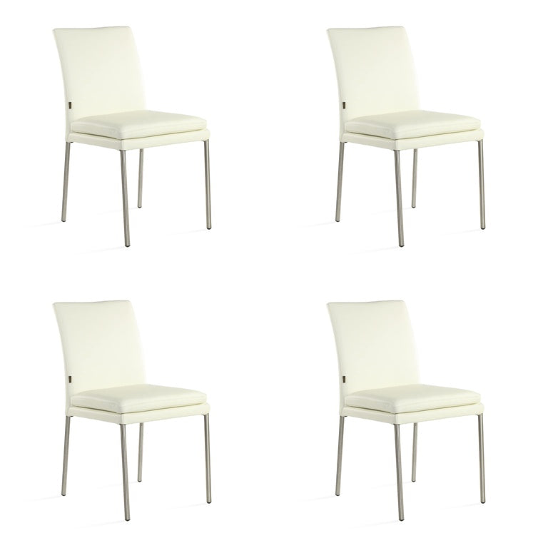 SIX Lederstuhl Ricco Creme Weiß (2201), Edelstahl – Stühle am Esstisch