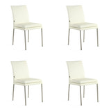SIX Lederstuhl Ricco Creme Weiß (2201), Edelstahl - Sets