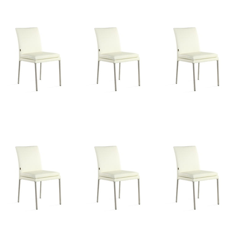 SIX Lederstuhl Ricco Creme Weiß (2201), Edelstahl - Sets