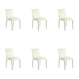 SIX Lederstuhl Ricco Creme Weiß (2201), Edelstahl – 6er-Set