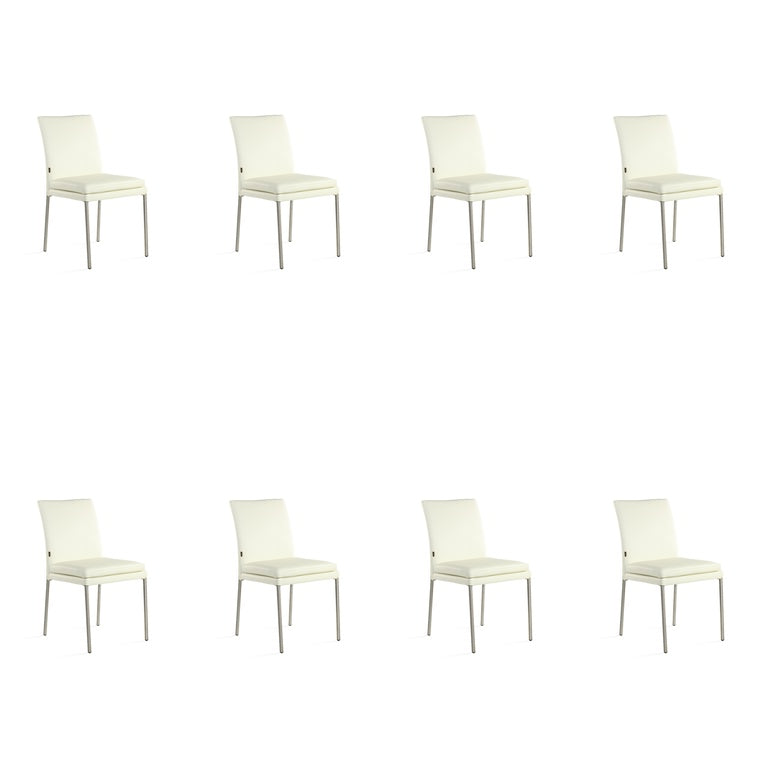 SIX Lederstuhl Ricco Creme Weiß (2201), Edelstahl - Sets