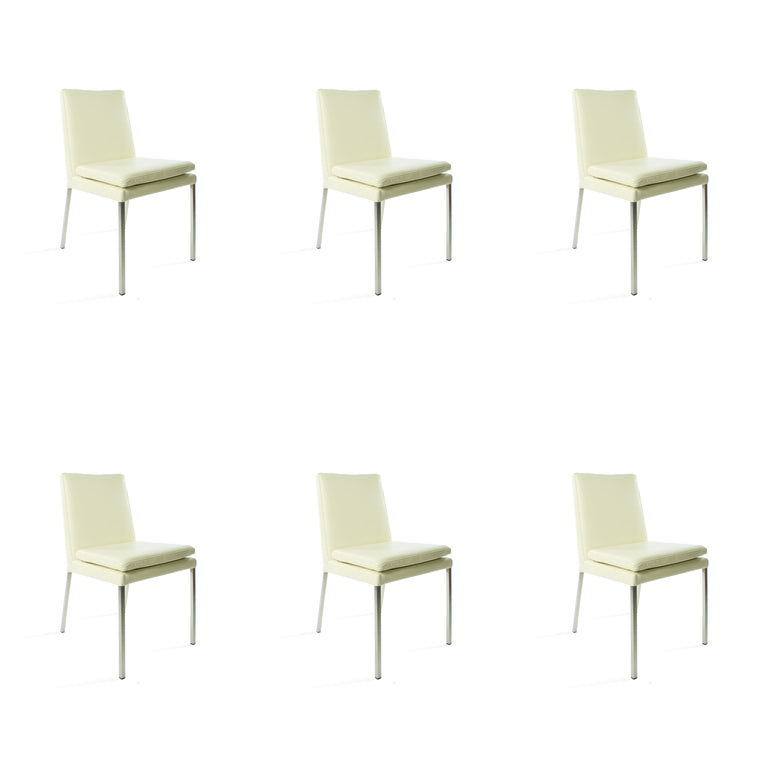 SIX Lederstuhl Stella Creme Weiß (2201), Edelstahl - Sets