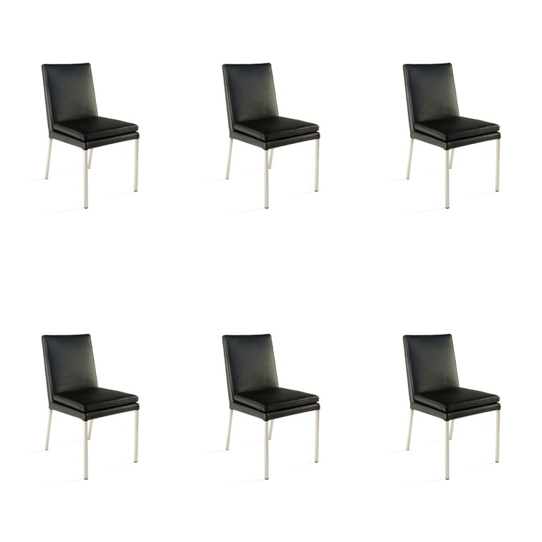 SIX Lederstuhl Stella Schwarz, Edelstahl - Sets