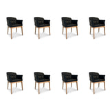 SIX Zeta Echtleder Esszimmerstuhl Armlehnenstuhl – Braun Eiche - Sets