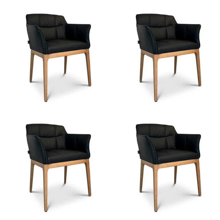 SIX Zeta genuine leather dining room chair armrest chair - black oak – chairs at the dining table