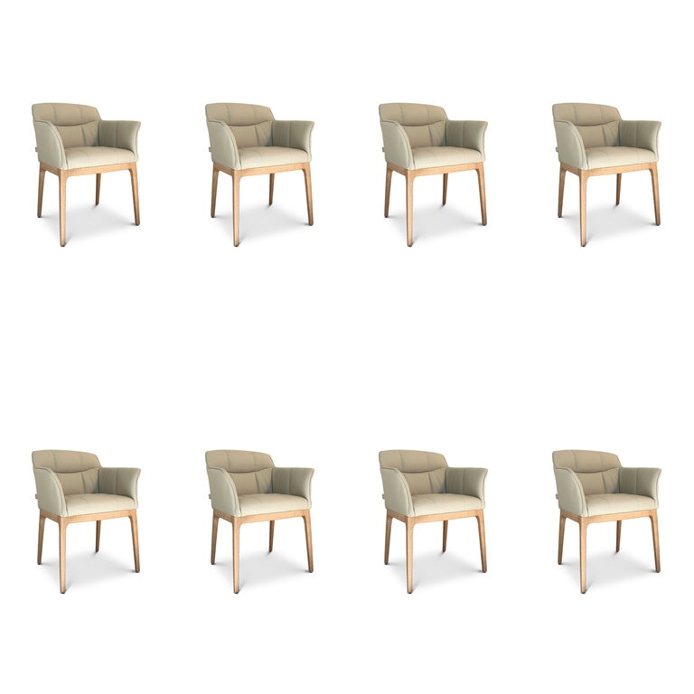 SIX Zeta Echtleder Esszimmerstuhl Armlehnenstuhl – Sand Eiche - Sets