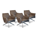 SIX Ledersessel Dreh-Club-Sessel Aurio Braun, Metall – 4er-Set