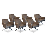 SIX Ledersessel Dreh-Club-Sessel Aurio Braun, Metall – 6er-Set