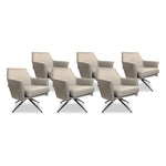 SIX Ledersessel Dreh-Club-Sessel Aurio Grau, Metall – 6er-Set