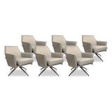 SIX Ledersessel Dreh-Club-Sessel Aurio Grau, Metall – 6er-Set