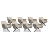 SIX Ledersessel Dreh-Club-Sessel Aurio Grau, Metall – 8er-Set