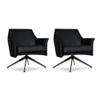 SIX Ledersessel Dreh-Club-Sessel Aurio Schwarz, Metall – 2er-Set