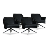 SIX Ledersessel Dreh-Club-Sessel Aurio Schwarz, Metall – 4er-Set