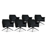 SIX Ledersessel Dreh-Club-Sessel Aurio Schwarz, Metall – 6er-Set