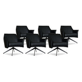 SIX Ledersessel Dreh-Club-Sessel Aurio Schwarz, Metall – 6er-Set