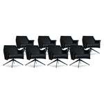 SIX Ledersessel Dreh-Club-Sessel Aurio Schwarz, Metall – 8er-Set