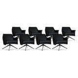 SIX Ledersessel Dreh-Club-Sessel Aurio Schwarz, Metall – 8er-Set