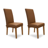 SIX Lederstuhl Bambi Sattelbraun, Hartholz (Eiche) – 2er-Set
