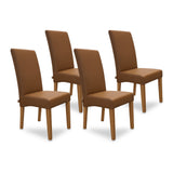 SIX Lederstuhl Bambi Sattelbraun, Hartholz (Eiche) – 4er-Set