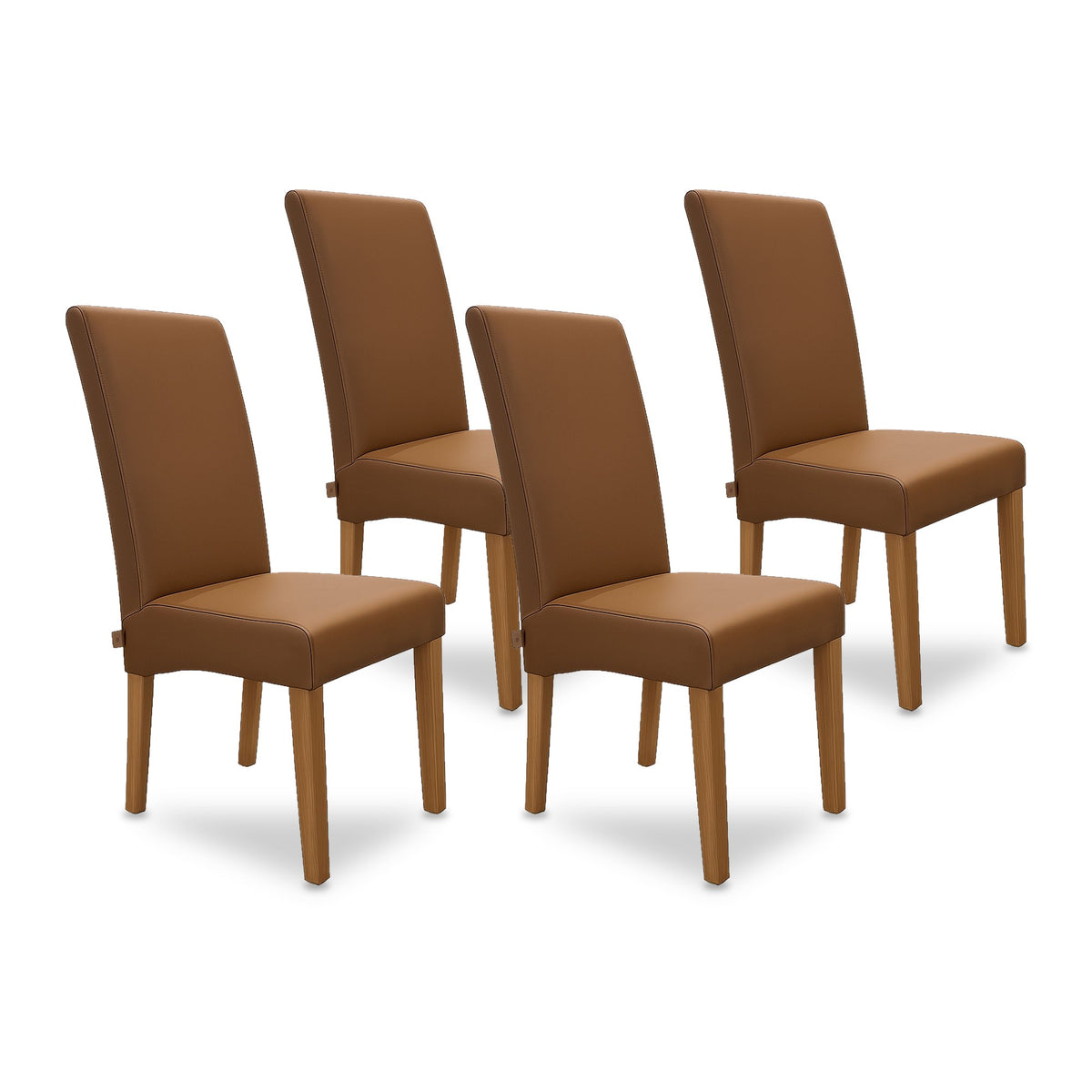 SIX Chaise en cuir Bambi Marron Selle, Bois dur (Chêne) – chaises autour de la table à manger