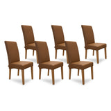 SIX Lederstuhl Bambi Sattelbraun, Hartholz (Eiche) – 6er-Set