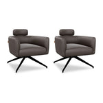 SIX Ledersessel Elito Braun, Metall – 2er-Set