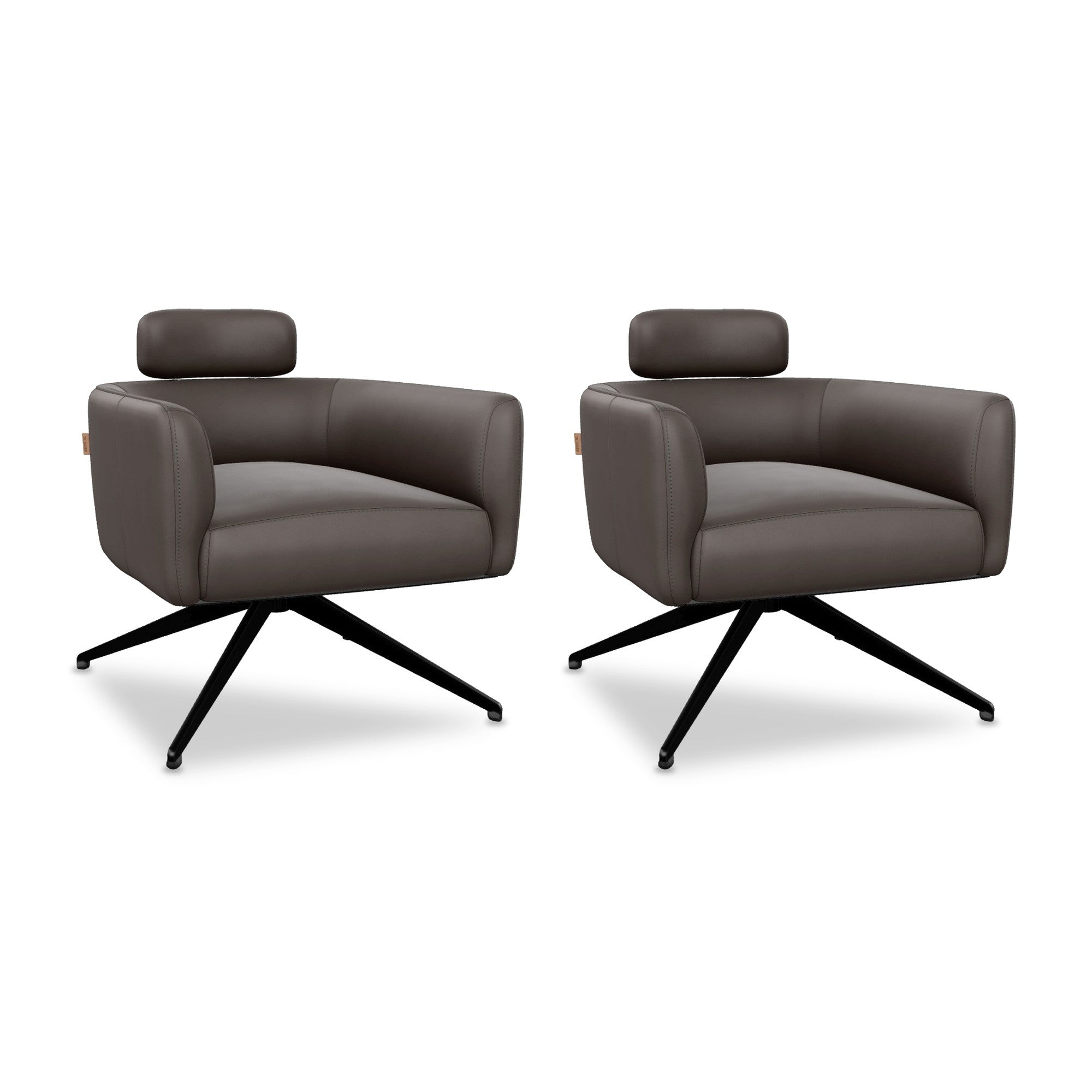 SIX Ledersessel Elito Braun, Metall – 2er-Set