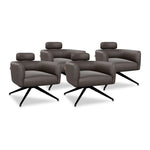 SIX Ledersessel Elito Braun, Metall – 4er-Set