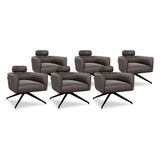SIX Ledersessel Elito Braun, Metall – 6er-Set