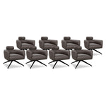 SIX Ledersessel Elito Braun, Metall – 8er-Set