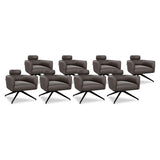SIX Ledersessel Elito Braun, Metall – 8er-Set