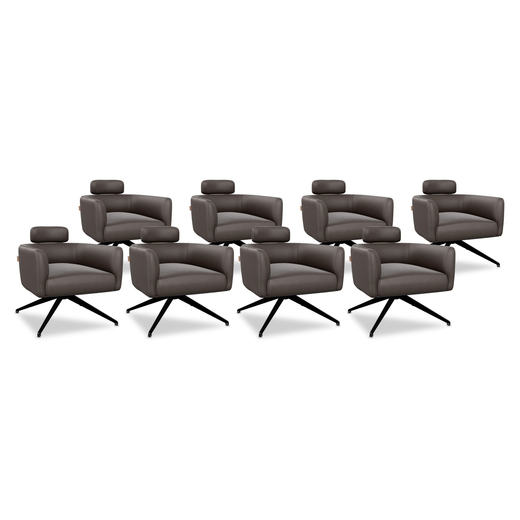 SIX Ledersessel Elito Braun, Metall – 8er-Set