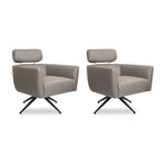SIX Ledersessel Elito Grau, Metall – 2er-Set