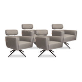 SIX Ledersessel Elito Grau, Metall – 4er-Set