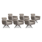 SIX Ledersessel Elito Grau, Metall – 6er-Set