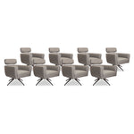 SIX Ledersessel Elito Grau, Metall – 8er-Set