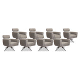 SIX Ledersessel Elito Grau, Metall – 8er-Set