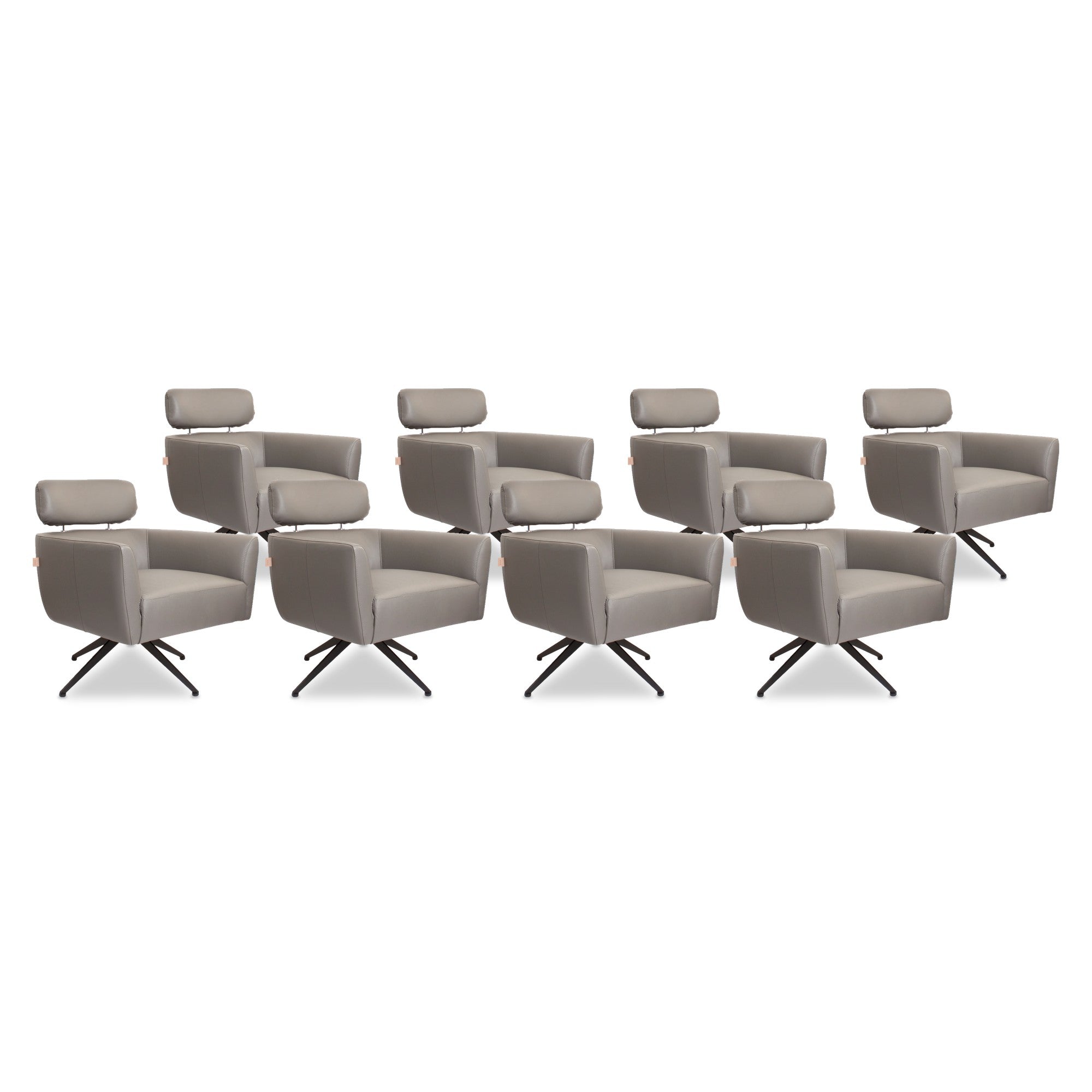 SIX Ledersessel Elito Grau, Metall – 8er-Set